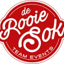 Logo van De Rooie Sok groepsuitjes met tevredenheidsgarantie